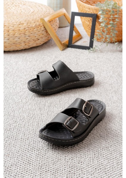 Günlük Rahat Anatomik Yumuşak Taban Şık Tokalı Erkek Dış Mekan Terlik indirimleri