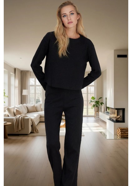 Kadın Kaşkorse Örme Pijama Takımı Kış Mevsimi Için Rahat Özenle Seçilmiş Zarif Tasarım