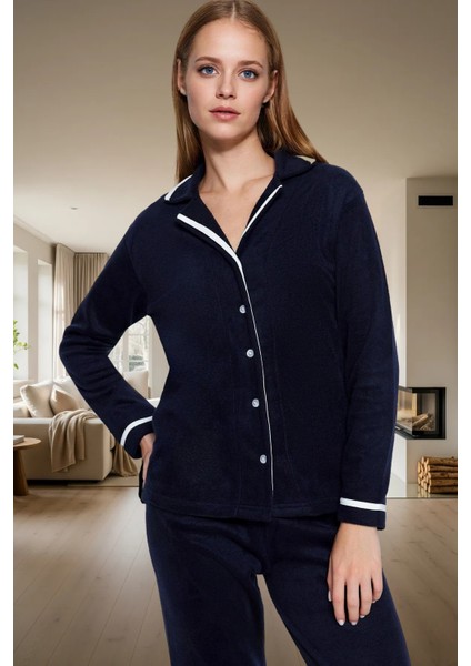 Kadın Kışlık Polar Örme Pijama Takımı Uyku Bantlı Fitted Kalıp Mükemmel Uyum Premium Kalite