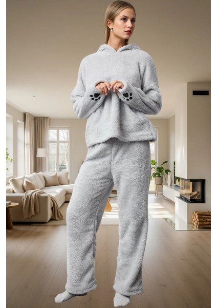 Kadın Kışlık Wellsoft Pijama Takımı Kapüşonlu Boru Paça Rahat Ev Giyim Seti Uzun Ömürlü Modern Stil fiyatları