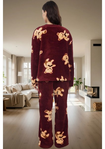 Kadın Ayıcıklı Wellsoft Kışlık Pijama Takımı Regular Kalıp Yüksek Kalite Modern Stil Özel Tasarım modelleri