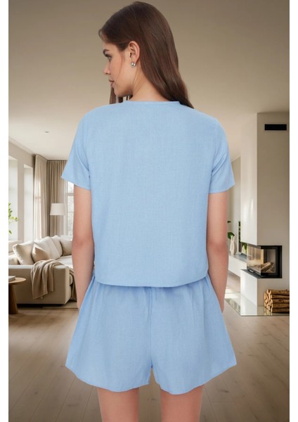 Kadın Pamuklu Regular Kalıp Kısa Kollu Gömlek Yaka Pijama Takımı Rahat Kullanım Özenle Seçilmiş modelleri