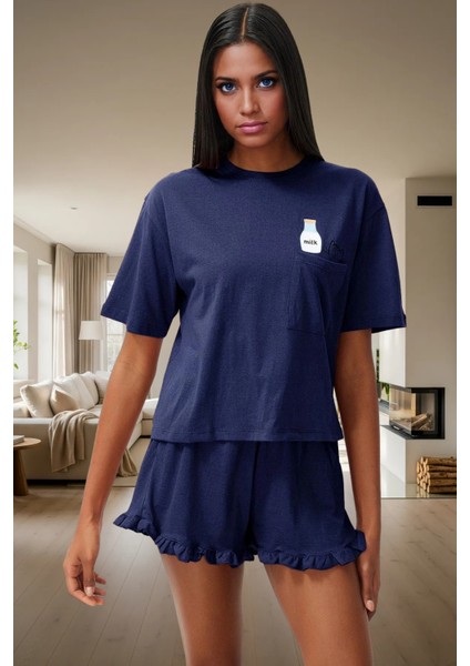 Kadın Pamuklu Örme Pijama Takımı Yazlık Kısa Şortlu Rahat Tasarım ve Şık Mükemmel Uyum