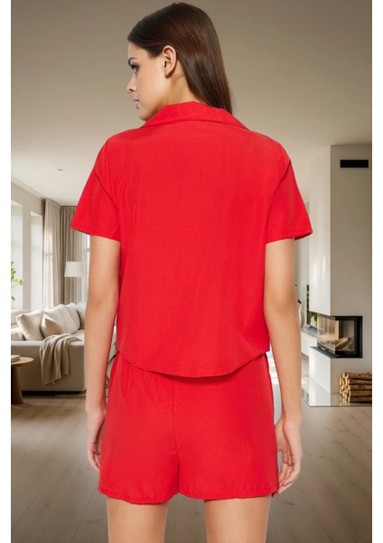 Kadın Terrycotton Pijama Takımı Şortlu Kısa Kollu Rahat Uyku Günlük Kullanım Için modelleri