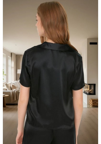 Kadın Saten Pijama Takımı Kısa Kol Regular Kalıp Yazlık Konforlu Kesim Trend Tasarım fiyatları
