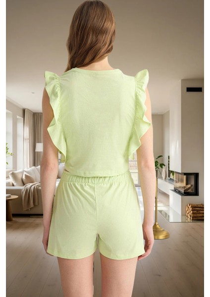 Kadın Yazlık Pamuklu Pijama Takımı Fırfırlı Detaylar Trend Tasarım Özenle Seçilmiş modelleri