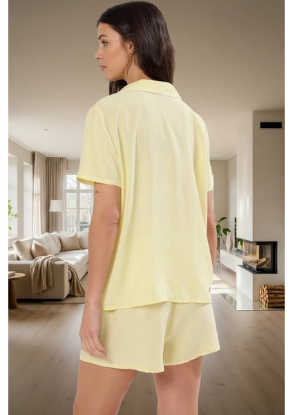 Kadın Viskon Şortlu Pijama Takımı Regular Kalıp Yazlık Özenle Seçilmiş Modern Stil fiyatları