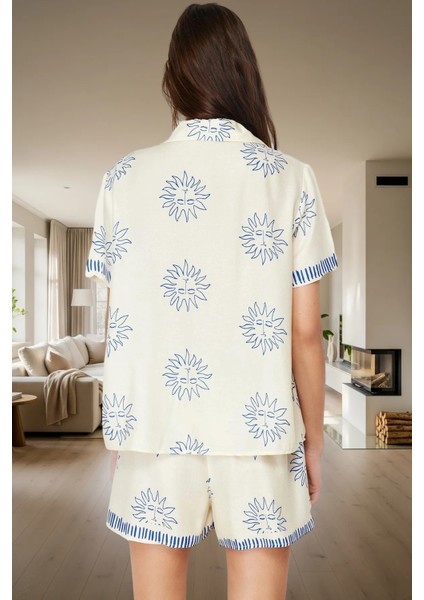 Kadın Viskon Pijama Takımı Güneş Desenli Rahat Ev Giyim Seti Premium Kalite Kaliteli Işçilik modelleri