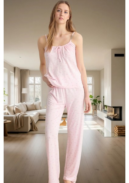 Kadın Çok Çiçekli Ince Askılı Viskoz Pijama Takımı Rahat Ev Giyim Kullanım Mükemmel Uyum fiyatları