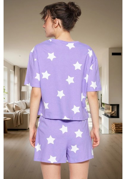 Kadın Yıldız Desenli Pamuklu Pijama Takımı Rahat Yazlık Şortlu Kaliteli Işçilik Dayanıklı Malzeme modelleri