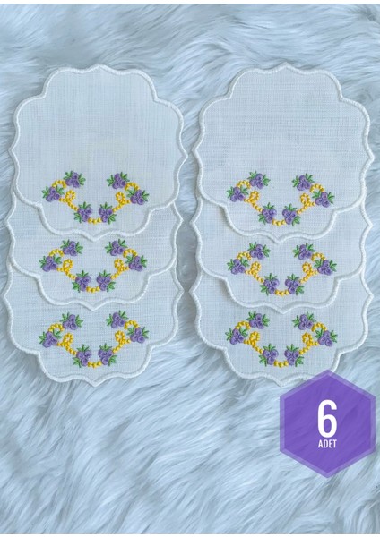 Çiçek Nakışlı Kahve Altlığı, Sunum Peçetesi, Kahve Bardağı Altlığı, 6’lı Kokteyl Peçetesi fırsatları