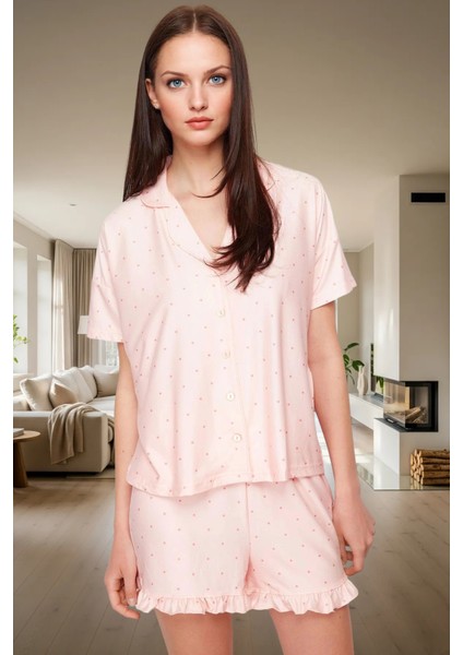 Kadın Rahat Yazlık Kısa Kollu Puantiyeli Pijama Takımı Konforlu Kesim ve Şık Yüksek Kalite fiyatları