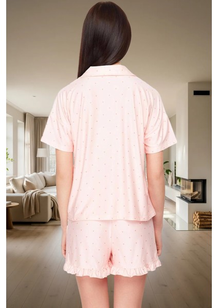 Kadın Rahat Yazlık Kısa Kollu Puantiyeli Pijama Takımı Konforlu Kesim ve Şık Yüksek Kalite modelleri