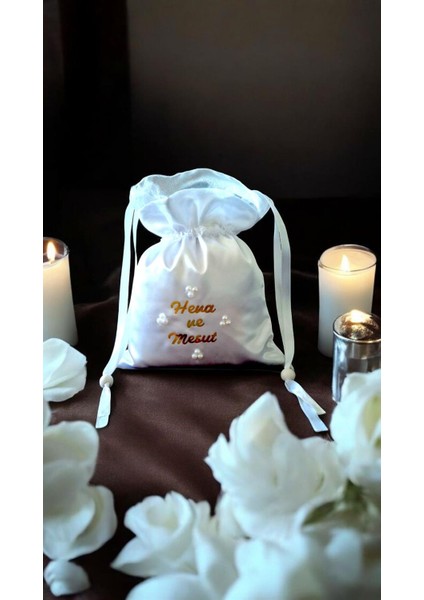 Ct Isme Özel Saten Gelin Para Kesesi