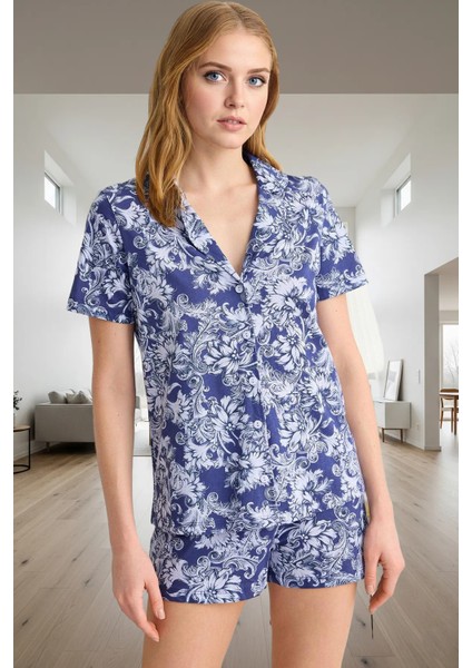 Kadın Kısa Kollu Pamuklu Pijama Takımı Etnik Desenli Rahat Ev Giyim Profesyonel Görünüm ve Şık fiyatları
