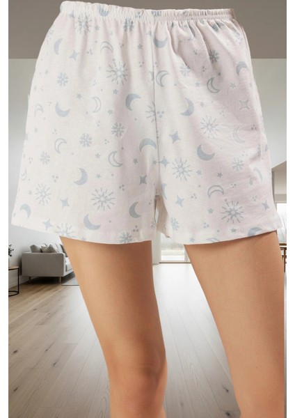 Kadın Pamuklu Kısa Kollu Bisiklet Yaka Galaksi Desenli Pijama Takımı Özenle Seçilmiş fiyatları