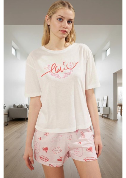 Kadın Pijama Takımı Sevgililer Günü Baskılı Pamuklu Rahat Ev Giyim Profesyonel Görünüm Mükemmel Uyum