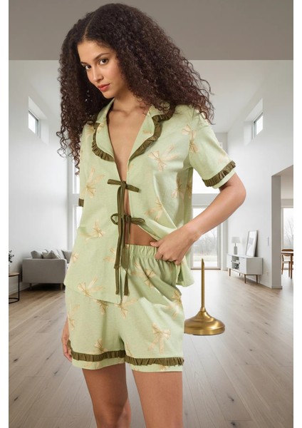 Kadın %100 Pamuklu Kısa Kollu Regular Pijama Takımı Konforlu Kesim Modern Stil Uzun Ömürlü
