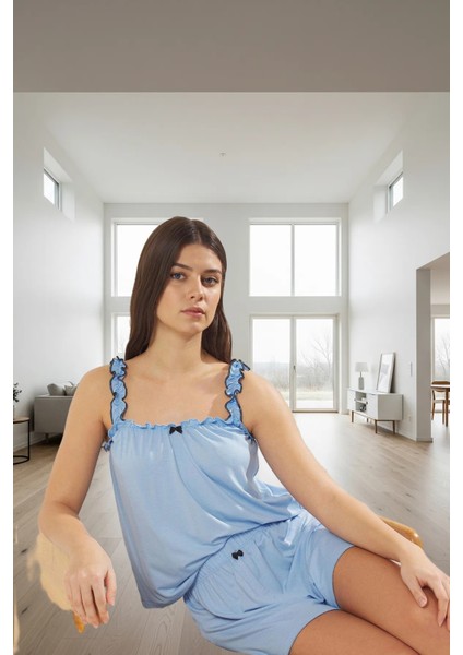 Kadın Rahat Viskoz Pijama Takımı Büzgülü Kol Boru Paça Yazlık Uzun Ömürlü fiyatları