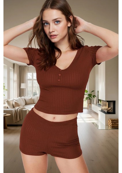 Kadın Yazlık Kısa Kollu Regular Kalıp Pamuk Polyester Pijama Takımı Kaliteli Işçilik Uzun Ömürlü fiyatları