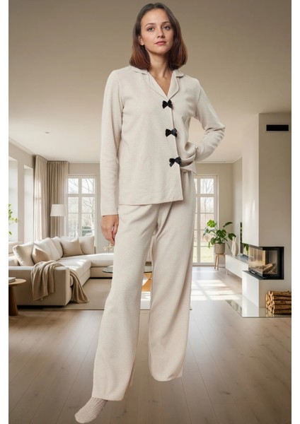 Kadın Waffle Kumaş Pijama Takımı Renk Uzun Paça Boru Profesyonel Görünüm Kaliteli Işçilik