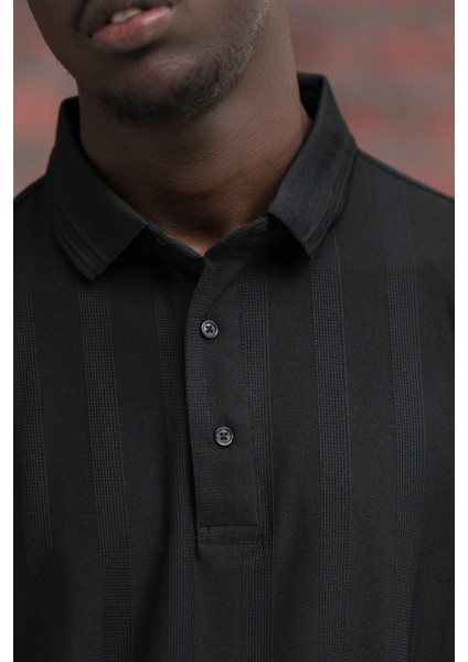 Regular Fit Likralı Kendinden Çizgili Polo Yaka T-Shirt indirimleri
