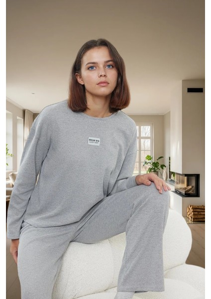 Kadın Waffle Kumaş Pijama Takımı Regular Kalıp Uzun Paça Homewear Kaliteli Işçilik Premium Kalite fiyatları