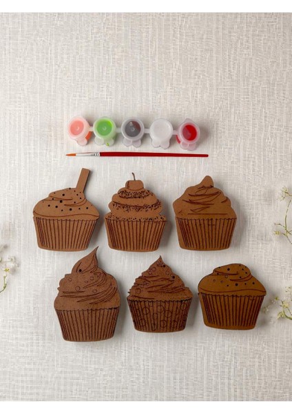 Ahşap Cupcake Boyama Seti 11 Parça