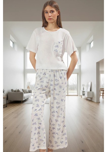 Kadın Hamile Pijama Takımı %100 Pamuk Çiçekli Desenli Rahat Seçkin Malzeme Modern Stil