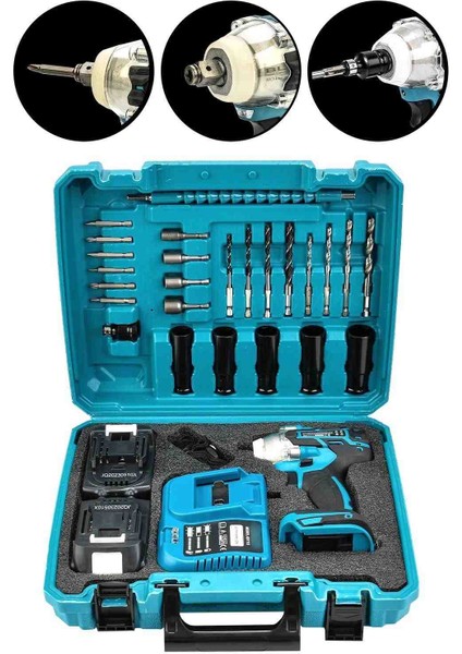 25 Parça Çift Batarya Somun Sıkma Sökme Şarjlı Darbeli Matkap Akülü Oto Vidalama fiyatları