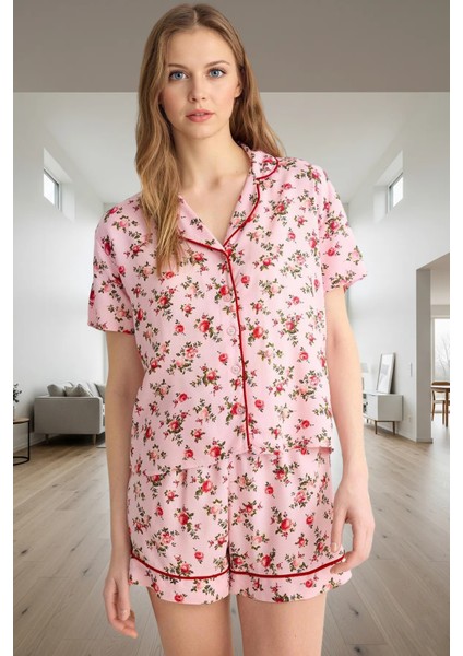 Kadın Kısa Kollu Çiçekli Viskon Pijama Takımı Konforlu Kesim Dayanıklı Malzeme Mükemmel Uyum fiyatları