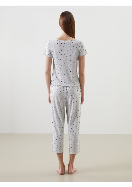 Yeni Sezon V Yaka Desenli Kadin Kaprili Pijama Takimi - S5GU43Z8 fırsatları