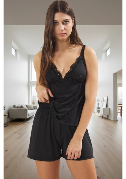 Kadın Dantel Detaylı Viskoz Pijama Takımı Yaz Için Rahat Şık Görünüm Dayanıklı Malzeme fiyatları