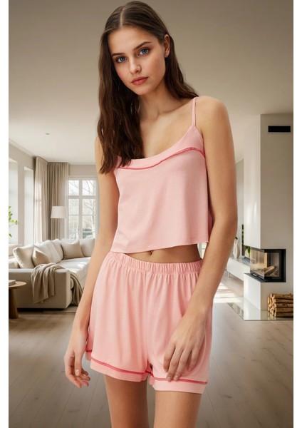 Kadın Viskoz Örme Pijama Takımı Ince Askılı Geniş Paça Rahat Ev Giyim Özel Tasarım Özenle Seçilmiş fiyatları