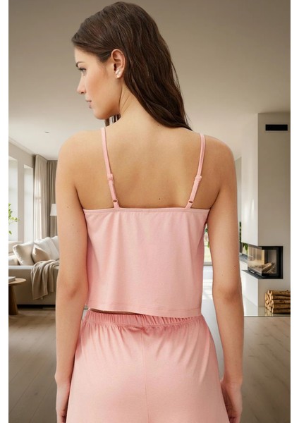 Kadın Viskoz Örme Pijama Takımı Ince Askılı Geniş Paça Rahat Ev Giyim Özel Tasarım Özenle Seçilmiş modelleri