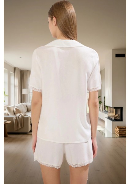 Kadın Dantelli Viskon Pijama Takımı Şortlu Rahat Yazlık Kaliteli Işçilik Modern Stil Konforlu Kesim modelleri