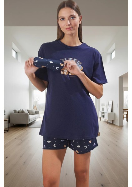 Kadın Ayıcık Desenli Pamuklu Pijama Takımı Rahat Uyku Keyfi Için Premium Kalite Seçkin Malzeme