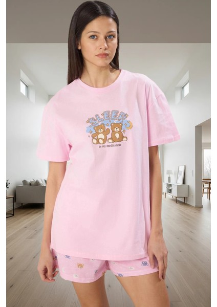 Kadın Ayıcık Desenli Pamuklu Pijama Takımı Rahat Uyku Keyfi Için Premium Kalite Seçkin Malzeme