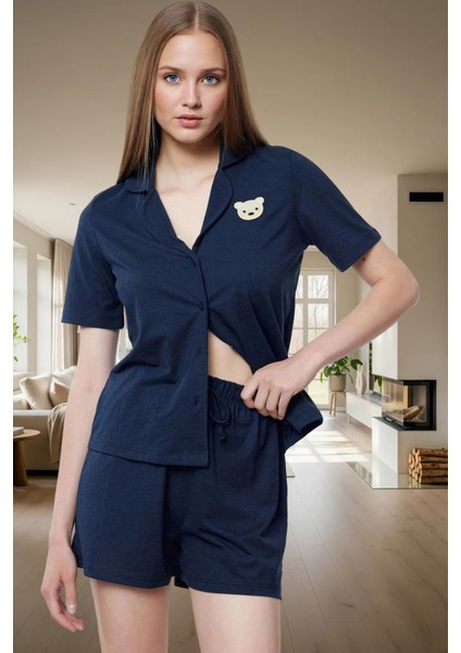 Kadın Nakışlı Pamuklu Polyester Örme Pijama Takımı Trend Tasarım Yüksek Kalite fiyatları