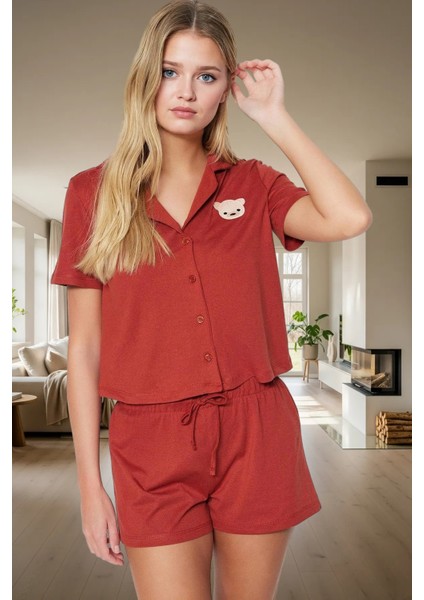 Kadın Nakışlı Pamuklu Polyester Örme Pijama Takımı Trend Tasarım Yüksek Kalite fiyatları