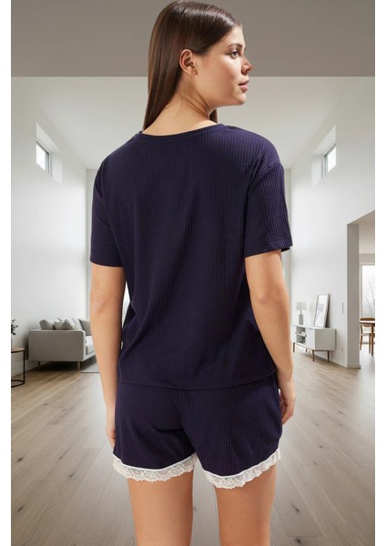 Kadın Pijama Takımı Şortlu Örme Kaşkorse Rahat Yazlık Günlük Kullanım Için Premium Kalite modelleri