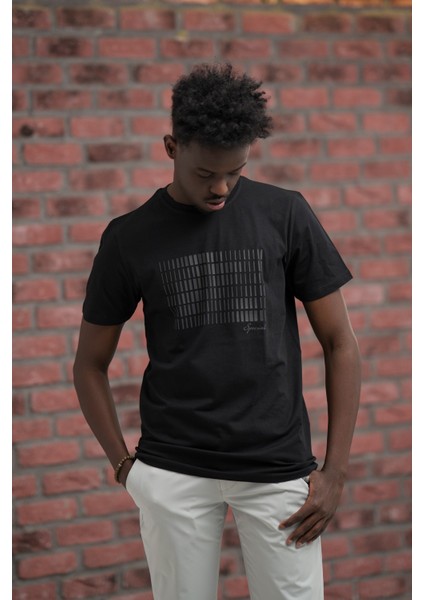 Slim Fit Pamuklu Önü Baskılı Sıfır Yaka T-Shirt