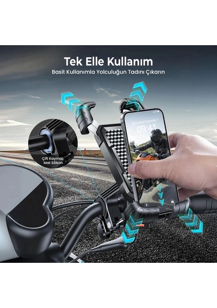 360° Derece Ayarlanabilen Gidon Bağlantılı Bisiklet Motosiklet Için Abs 4-7.8″ Inç Telefon Tutucu indirimleri