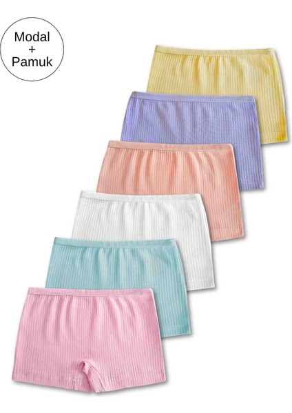 Modal-Pamuk Karışımı Kız Çocuk Boxer Külot Iç Çamaşırı 6'lı Set