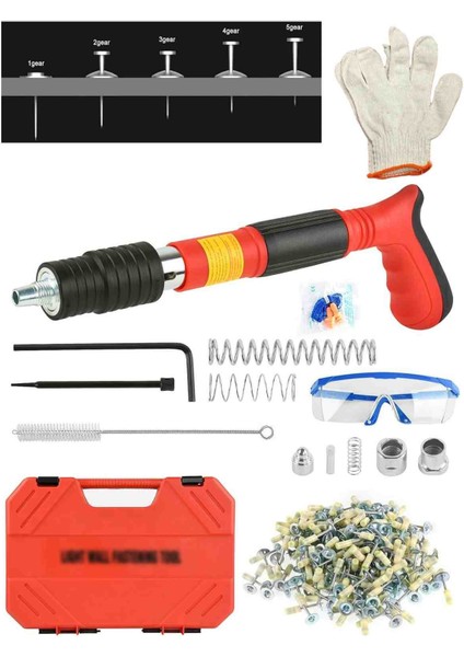 KM332-R Beton Demir Sunta Çivi Tabancası Yuvarlak Manuel Ayarlanabilir Susturucu Çelik Çivi