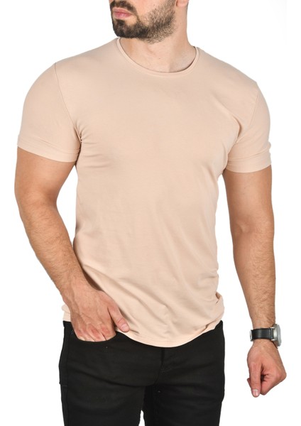 Erkek/unisex Slim Fit Dar Kesim Bisiklet Yaka Pamuklu Likralı Basic Tişört 1801131 fiyatları
