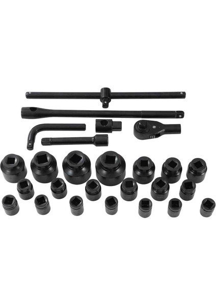 27 Parça Soket Seti 3/4 Inç Altıgen Dişli Cırcırlı Anahtar Otomotiv Kamyon Traktör Motor Onarım Somun Sıkma fırsatları