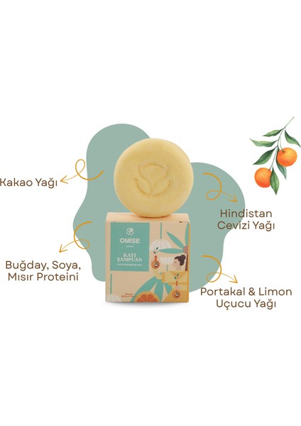 Katı Şampuan, Portakal & Limon, Bitkisel Formül, 95 gr