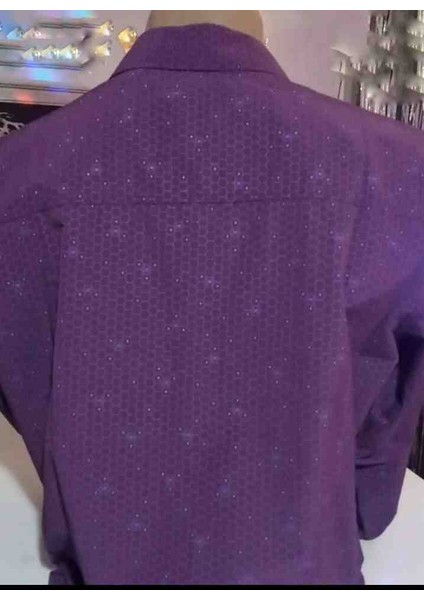 Erkek Mor Parlak Baskılı Uzun Kollu Gömlek fiyatları
