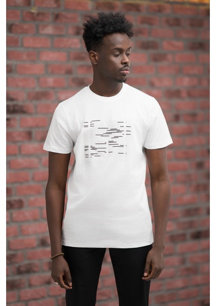 Slim Fit Sıfır Yaka Baskılı Pamuklu T-Shirt